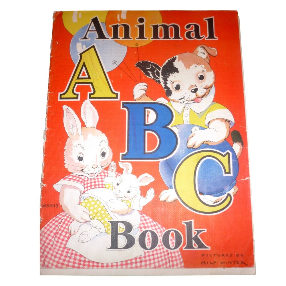 Antique 1935 Animal ABC Book Rowena Bennett Milo Winter Merrill Publishing M3493